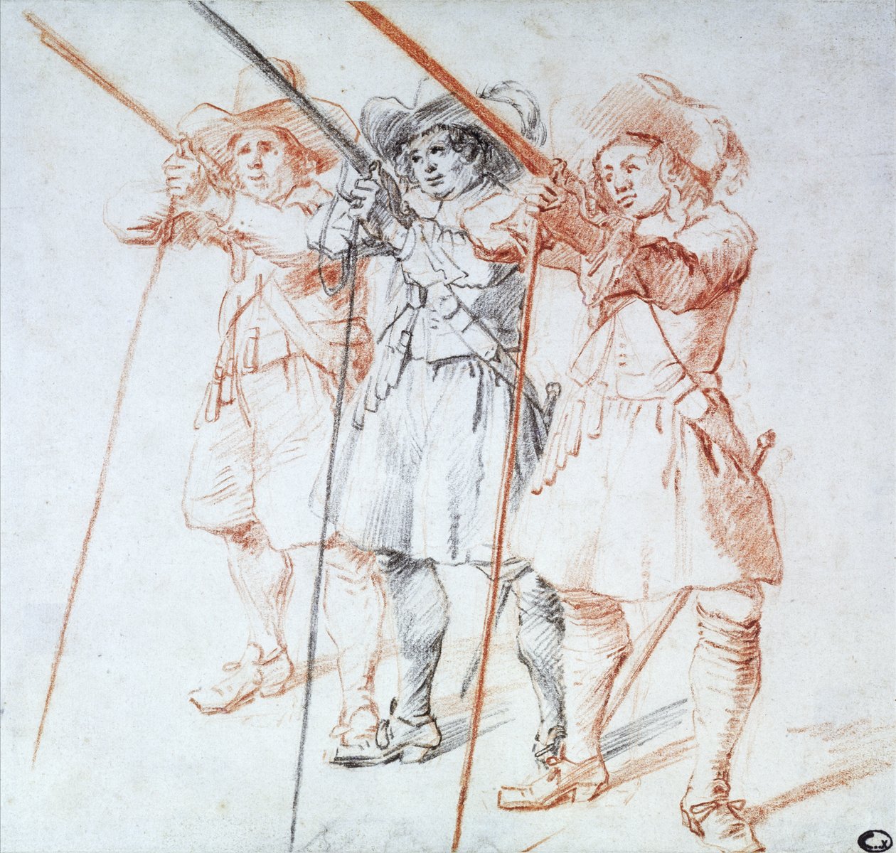 Trois arquebusiers, 1712 - Jean Antoine Watteau