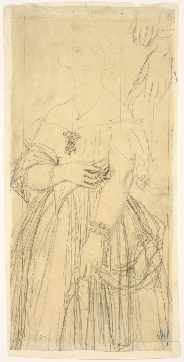 Étude pour la robe et les mains de Madame Moitessier - Jean Auguste Dominique Ingres