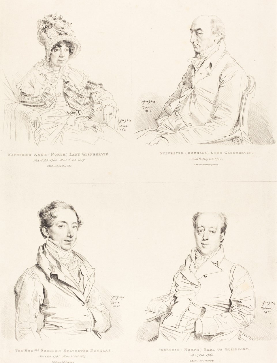 Sylvester (Douglas) Lord Glenbervie; Katherine Anne (North) Glenbervie; Frederic (North) Earl of Guilford; Frederic Sylvester Douglas - Jean Auguste Dominique Ingres