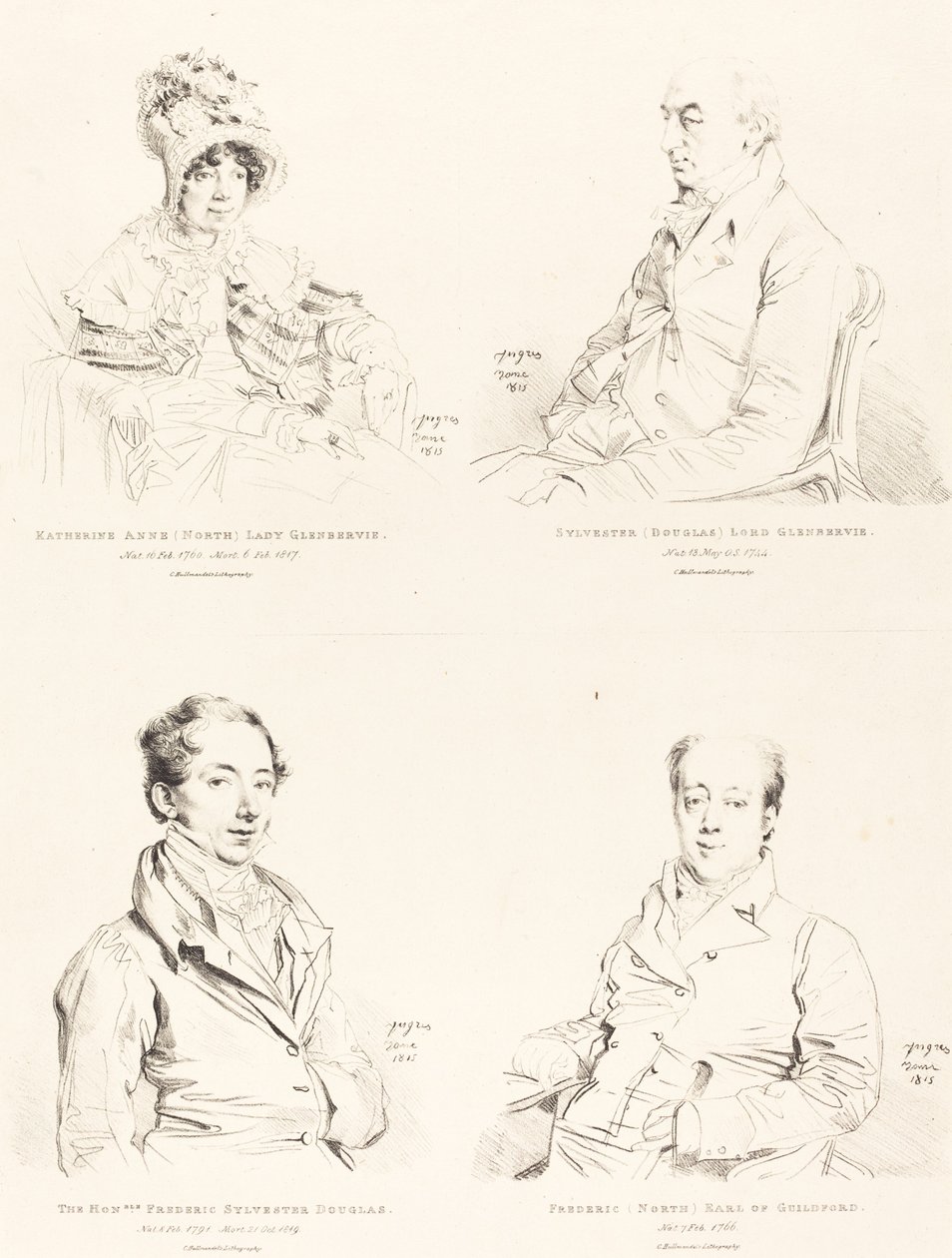 Sylvester (Douglas) Lord Glenbervie; Katherine Anne (North) Glenbervie; Frederic (North) Earl of Guilford; Frederic Sylvester Douglas - Jean Auguste Dominique Ingres