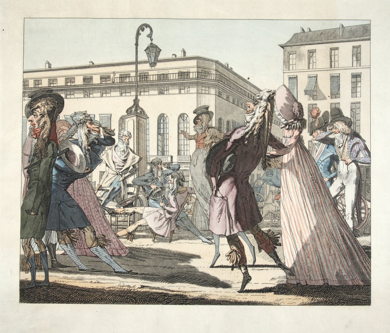 Le Petit Coblentz, Boulevard de Grand sous le Directoire, gravé par Eugene Loizelet, pub. 1978 - Jean Baptiste (after) Isabey