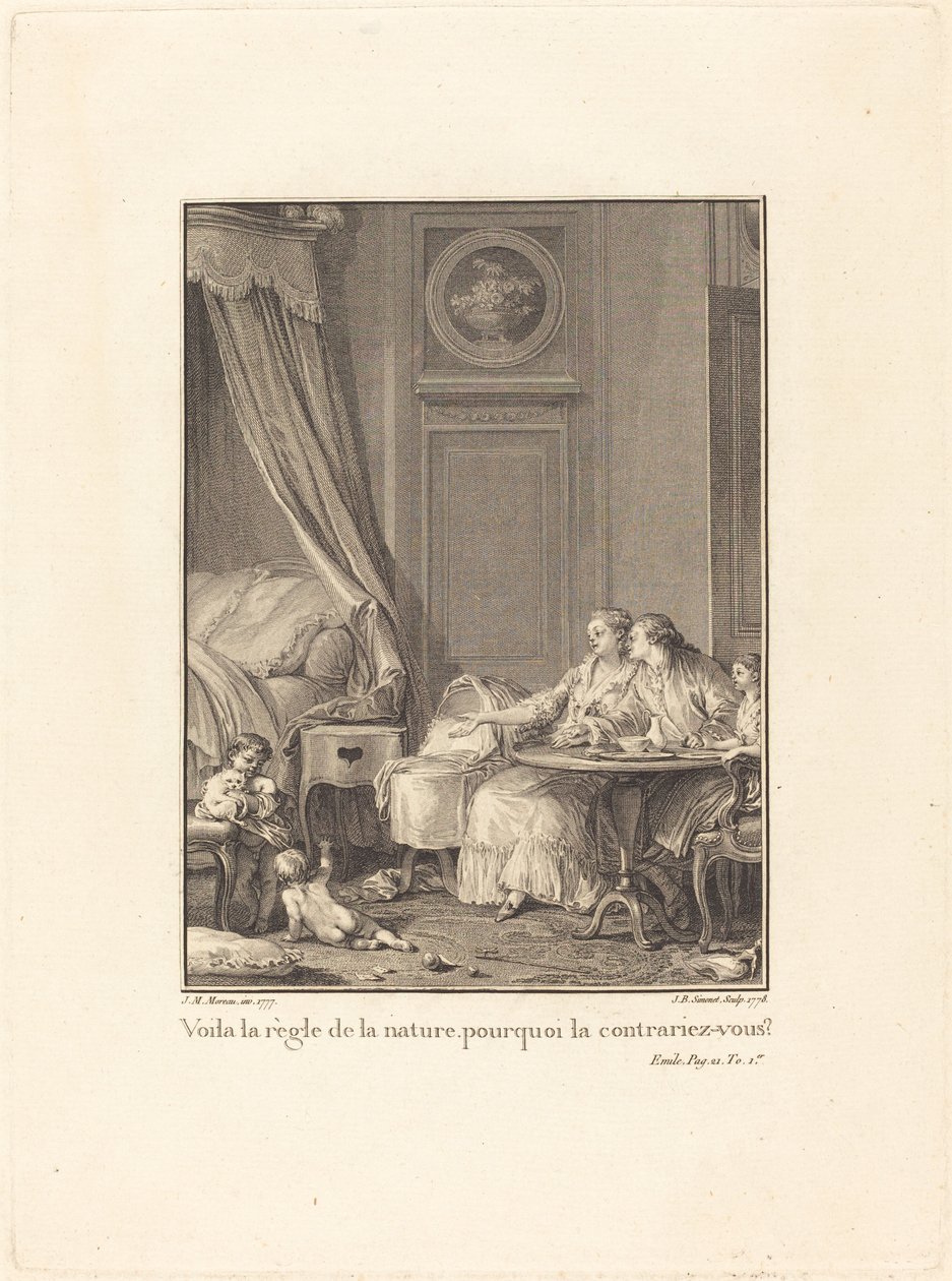 Voilà la règle de la nature, pourquoi la contrariez-vous? - Jean Baptiste Blaise Simonet after Jean Michel Moreau