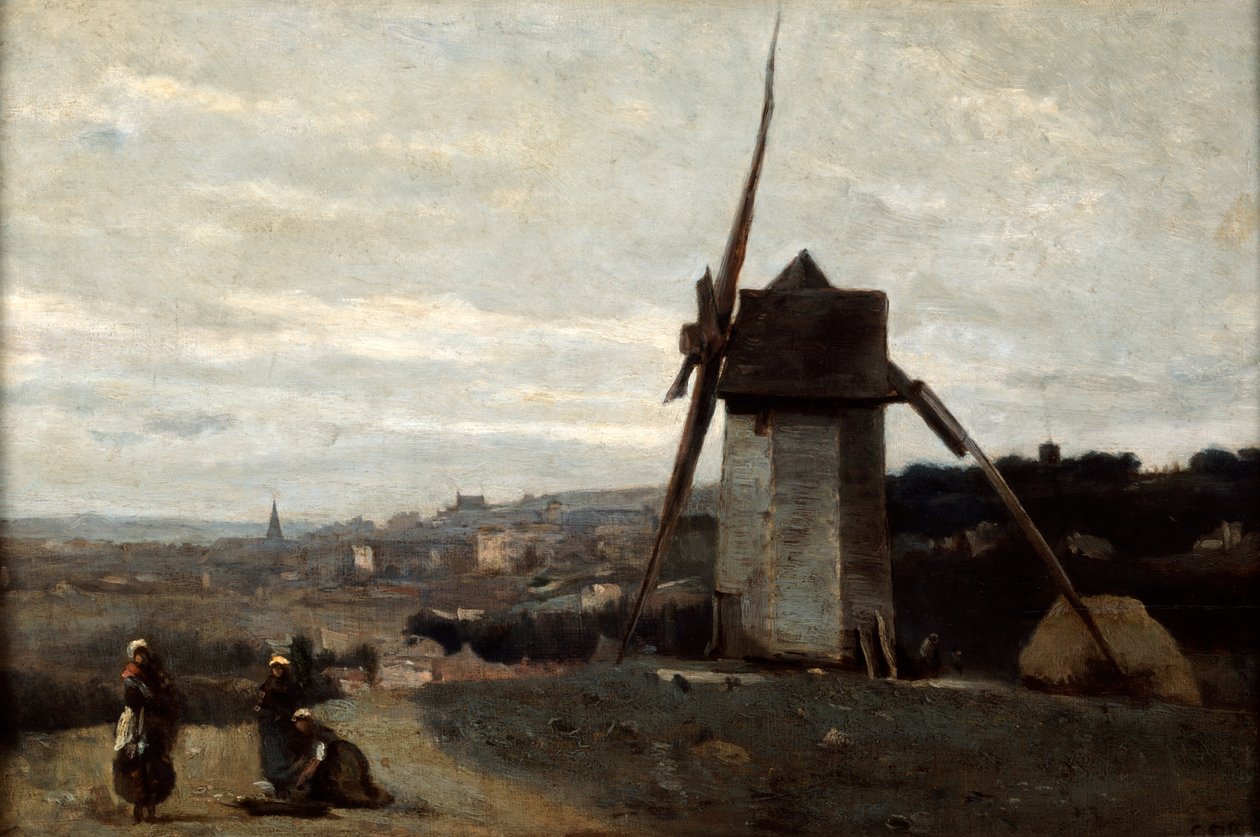 Un moulin à vent, Étretat, 19e siècle - Jean Baptiste Camille Corot