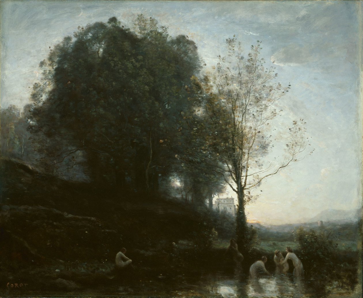 Nymphes se baignant et Enfant - Jean Baptiste Camille Corot