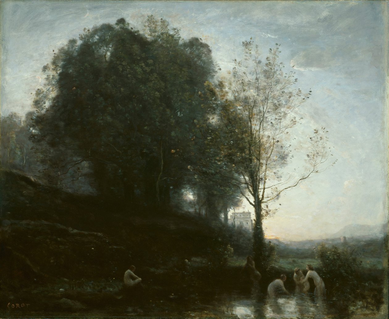 Nymphes se baignant et enfant, 1855-1860 - Jean Baptiste Camille Corot