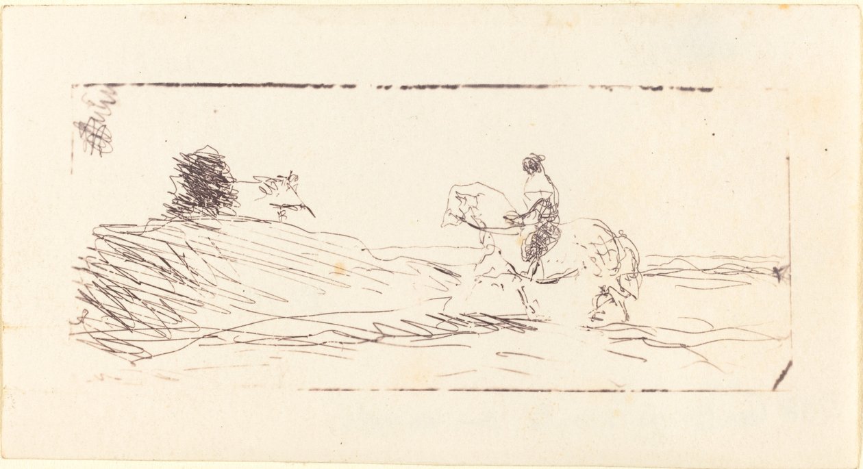 Carte de visite avec cavalier, 1853 - Jean Baptiste Camille Corot