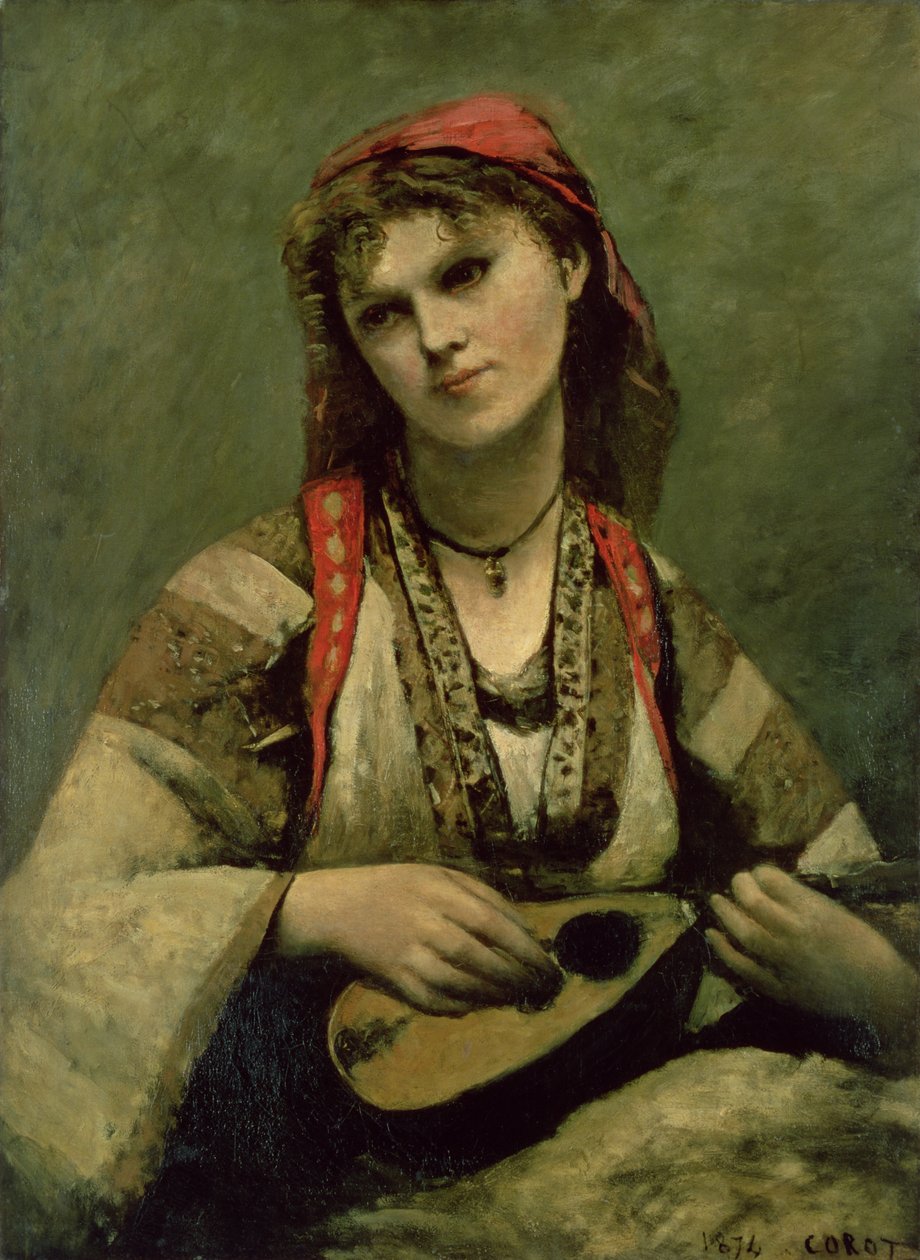 Christine Nilson (1843-1921) ou La Bohémienne avec une mandoline - Jean Baptiste Camille Corot