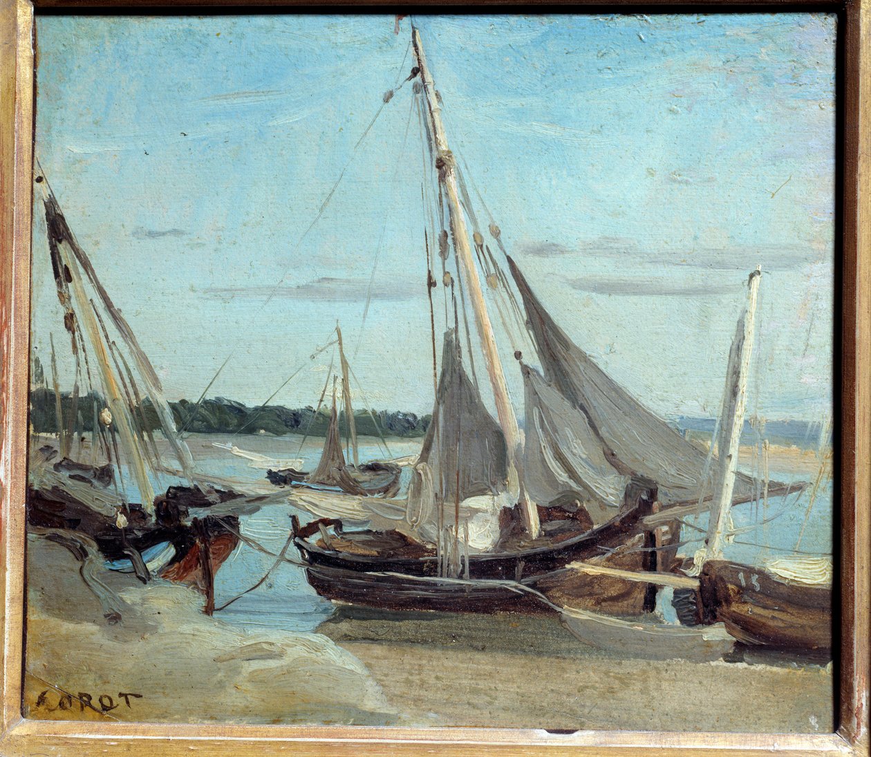 Bateaux de pêche dans le canal de Trouville - Jean Baptiste Camille Corot