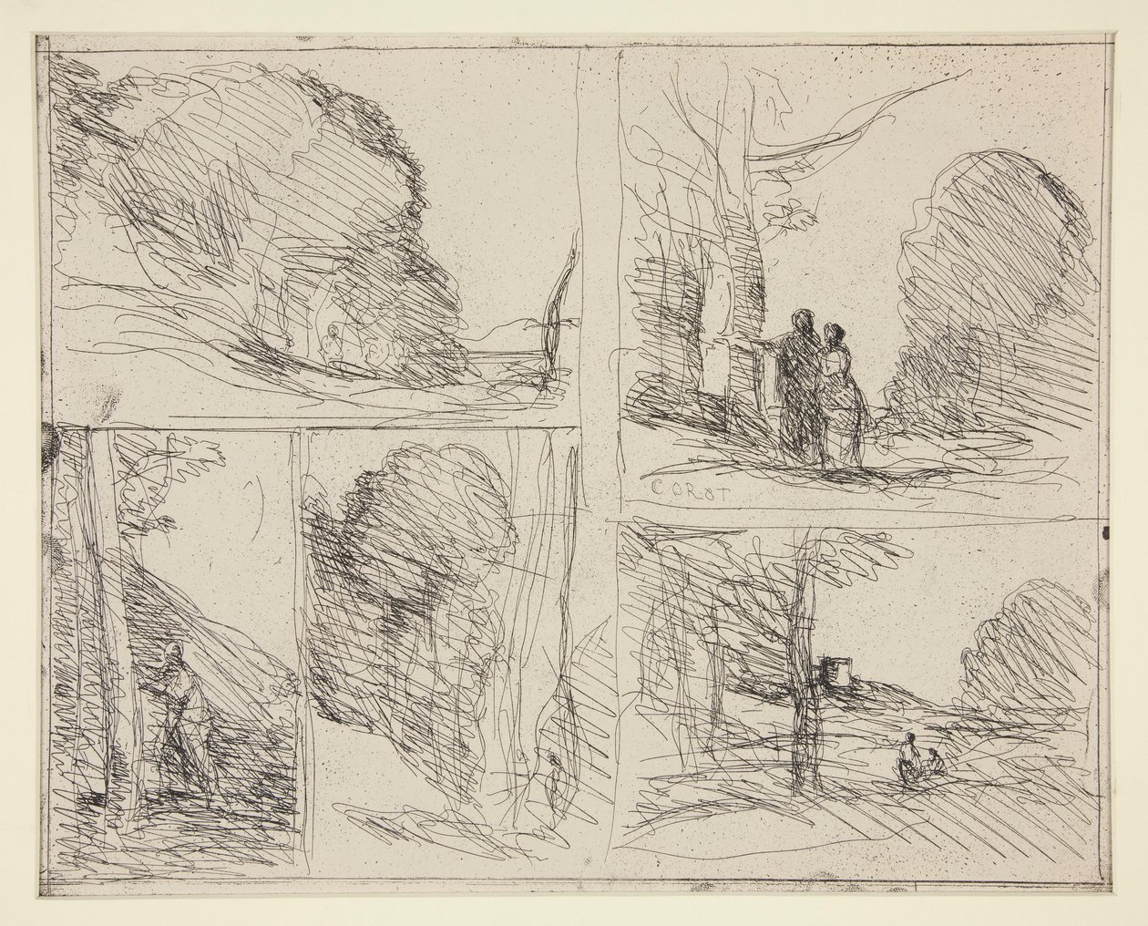 Cinq croquis : 1. Le Jardin de Périclès - Jean Baptiste Camille Corot