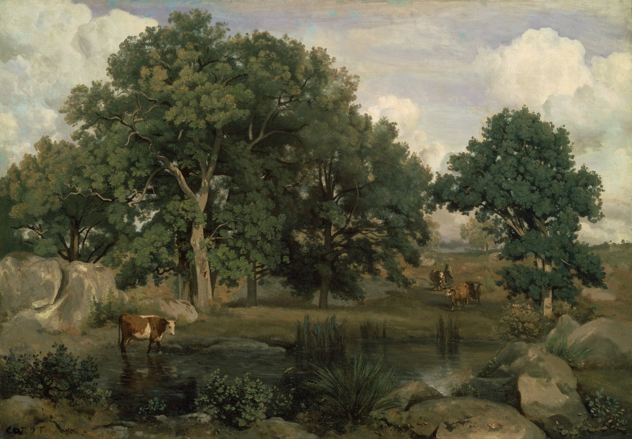 French: Forêt de Fontainebleau Forest of Fontainebleau - Jean Baptiste Camille Corot
