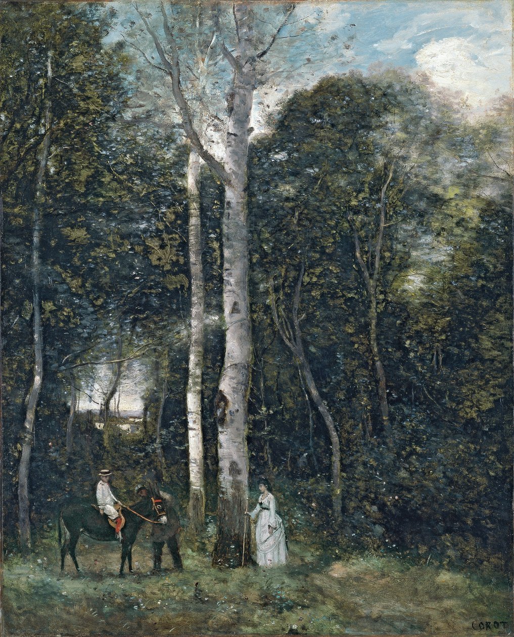 French: Le départ pour la promenade des lions, à Port-Marly The Parc des Lions at Port-Marly - Jean Baptiste Camille Corot