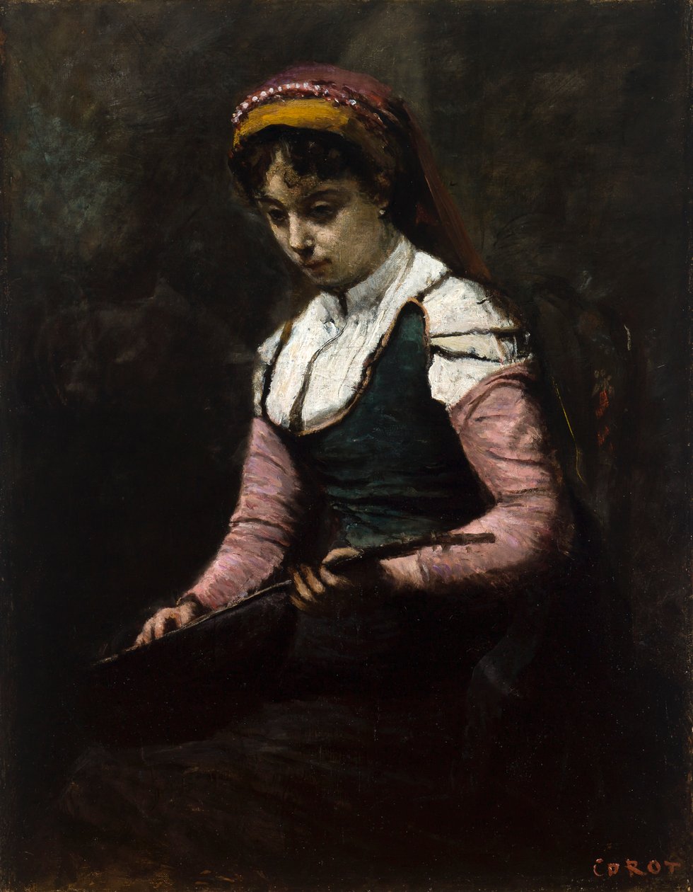 Fille avec mandoline - Jean Baptiste Camille Corot