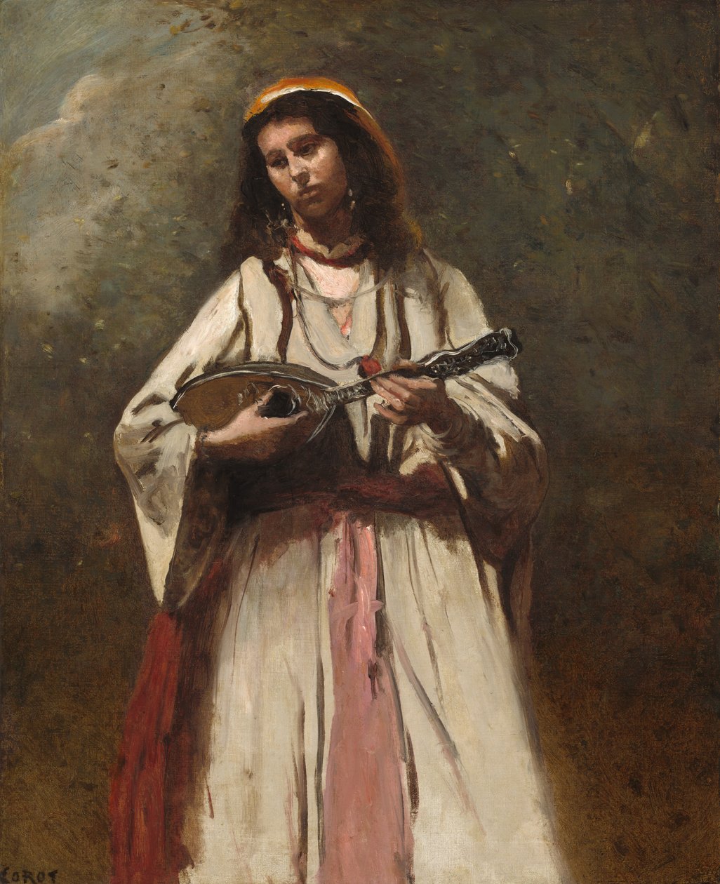 Femme gitane avec mandoline - Jean Baptiste Camille Corot