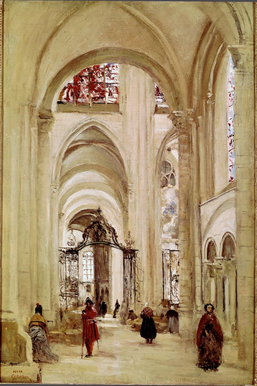 La cathédrale de Sens. Peinture de Jean Baptiste Camille Corot (1796-1875) 1874. Dim. 61x40 cm. Paris, Musée du Louvre - Jean Baptiste Camille Corot
