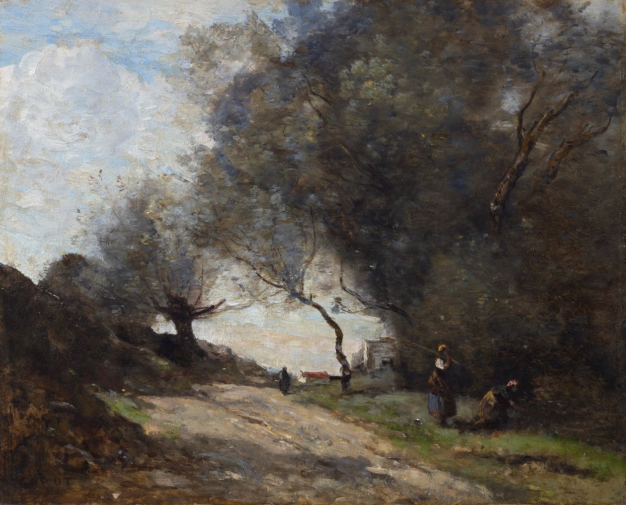 La cueillette au bord du chemin - Jean Baptiste Camille Corot