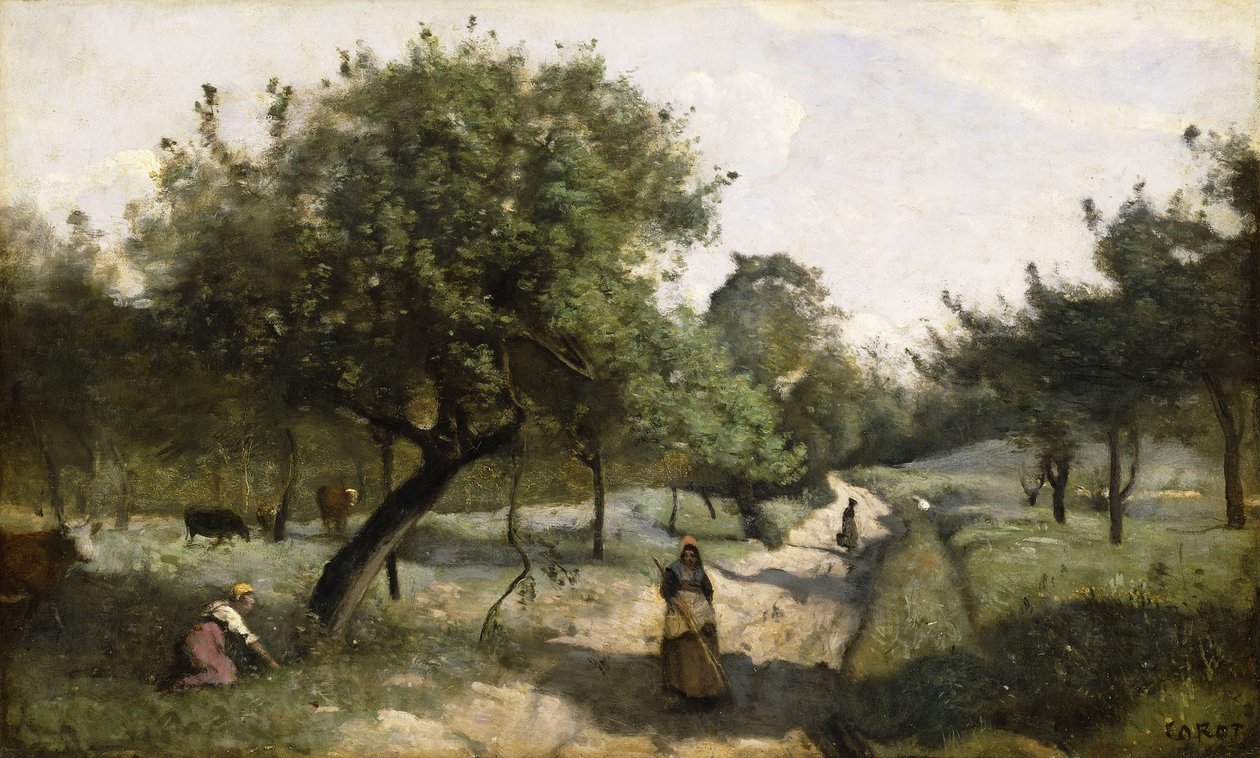 Chemin avec pommiers, 1850-60 - Jean Baptiste Camille Corot