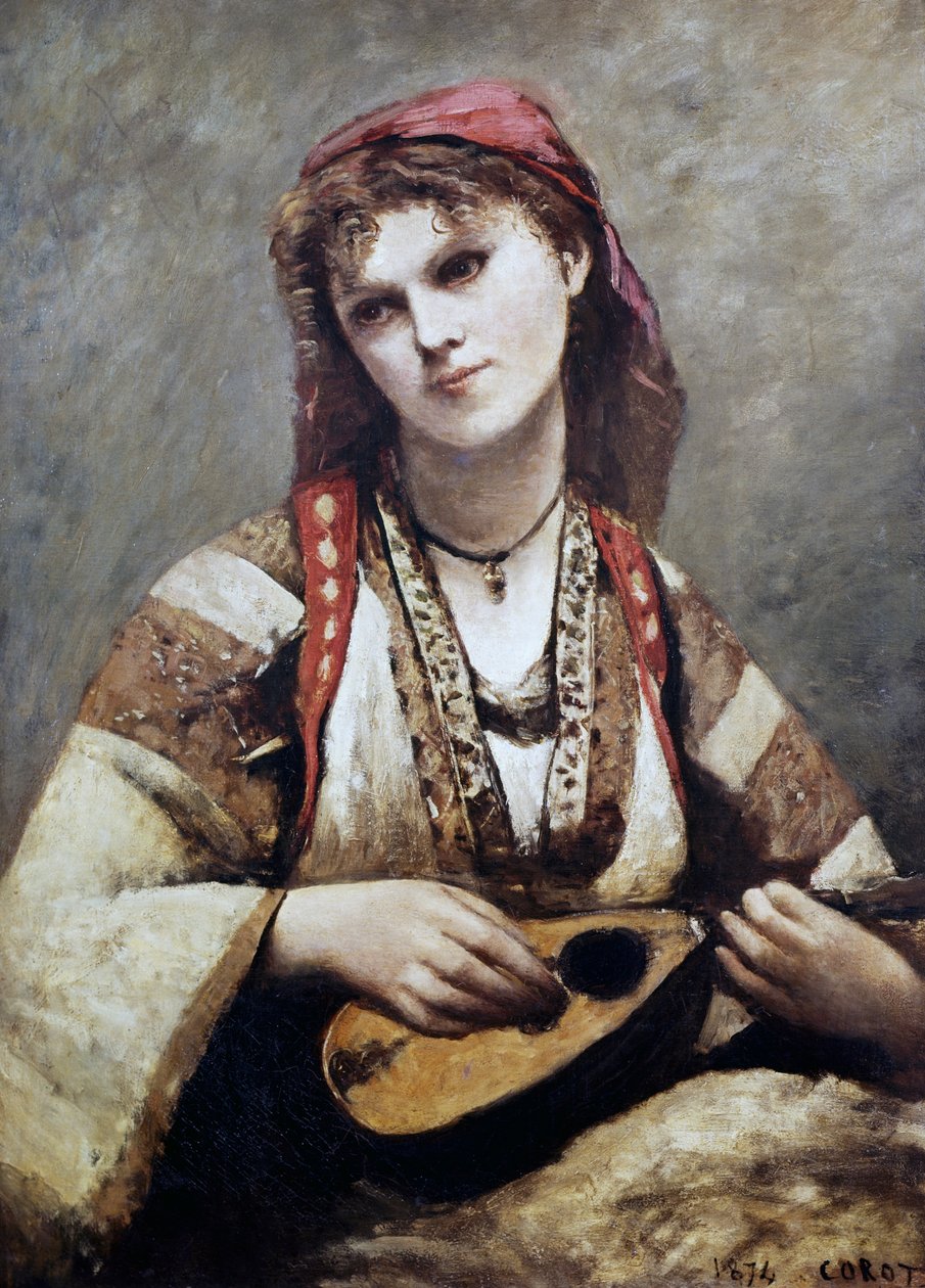 Portrait de Christine Nilson, ou La Bohémienne avec une Mandoline - Jean Baptiste Camille Corot
