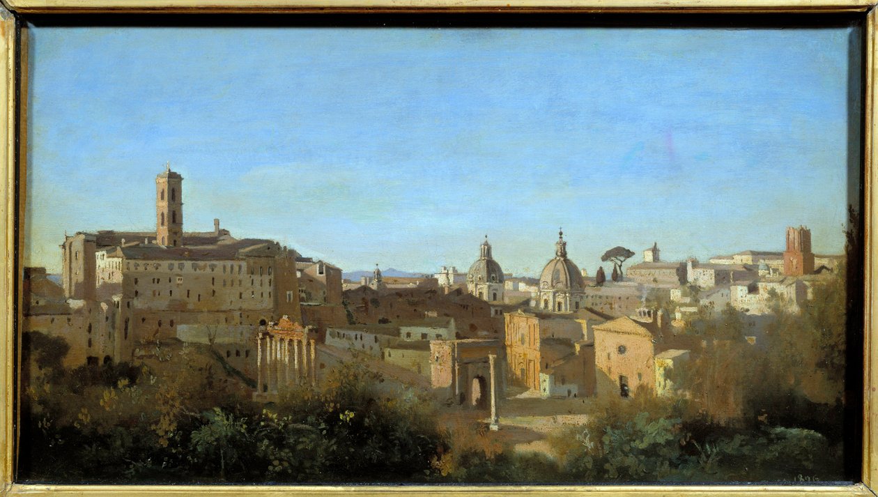 Rome, le forum vu des jardins Farnèse. Peinture de Camille Corot (1796-1875) - Jean Baptiste Camille Corot