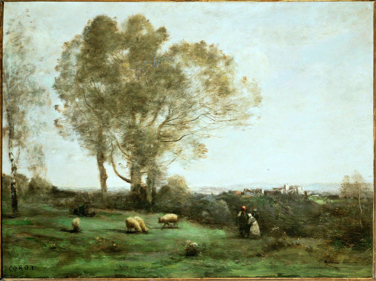 Scène Pastorale (peinture sur toile) - Jean Baptiste Camille Corot