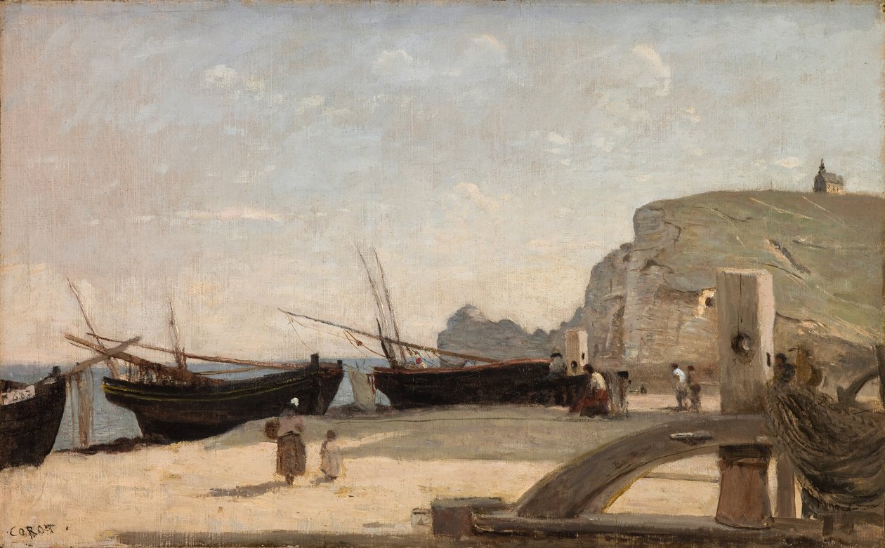 La plage, Etretat - Jean Baptiste Camille Corot