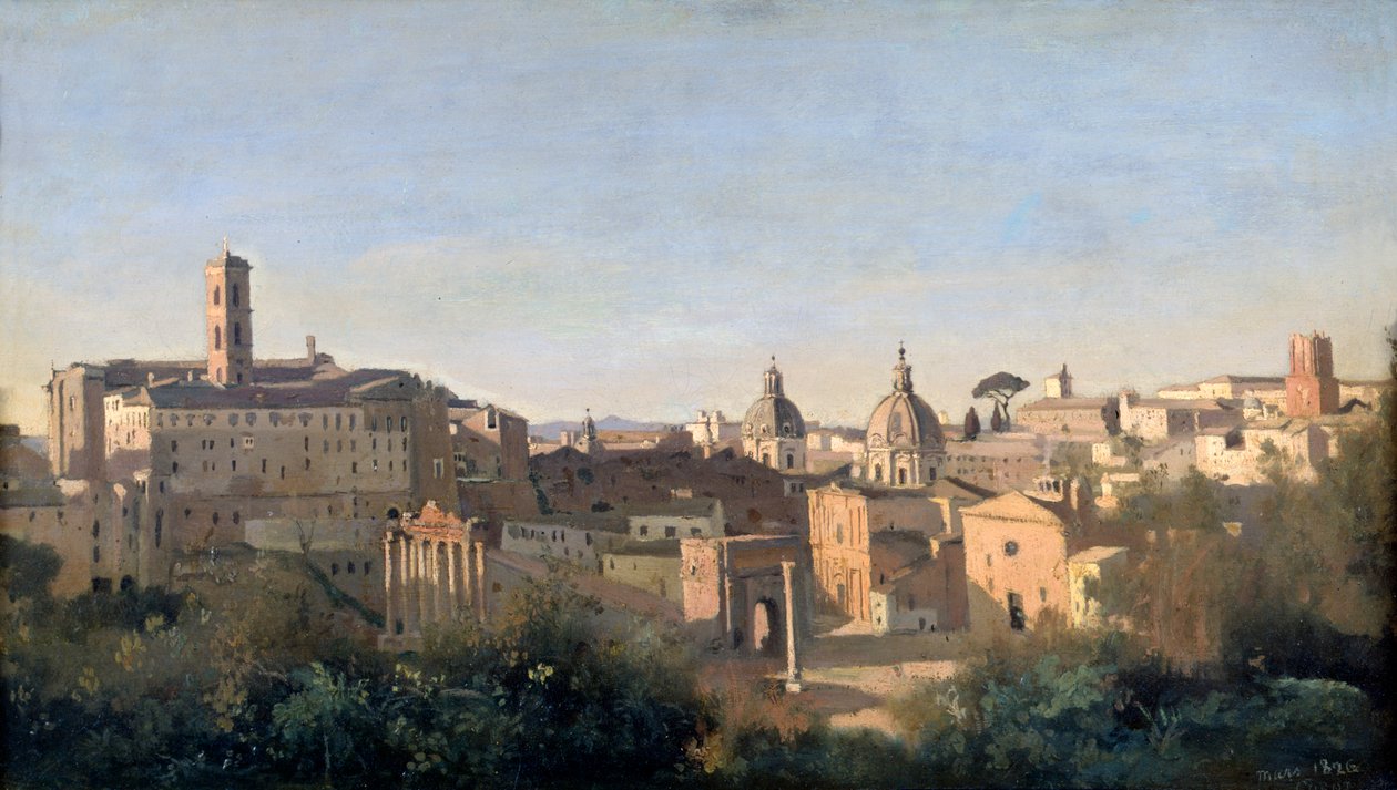 Le Forum vu des jardins Farnèse, Rome, 1826 - Jean Baptiste Camille Corot