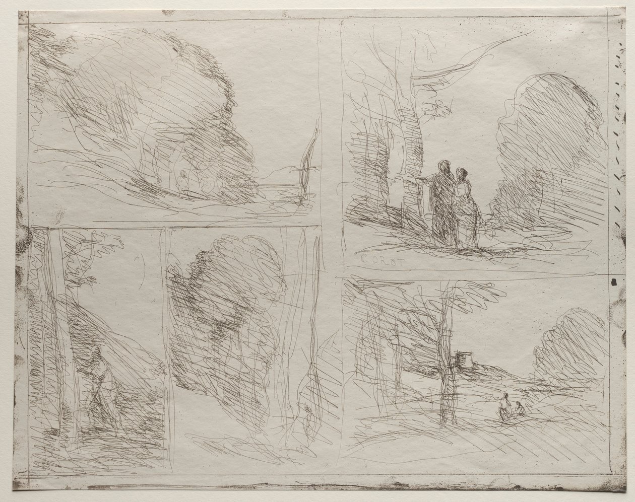 Le Jardin de Périclès, La Rue des Peintres, Gribouillage, Le Grand Bûcheron, imprimé en 1921 - Jean Baptiste Camille Corot