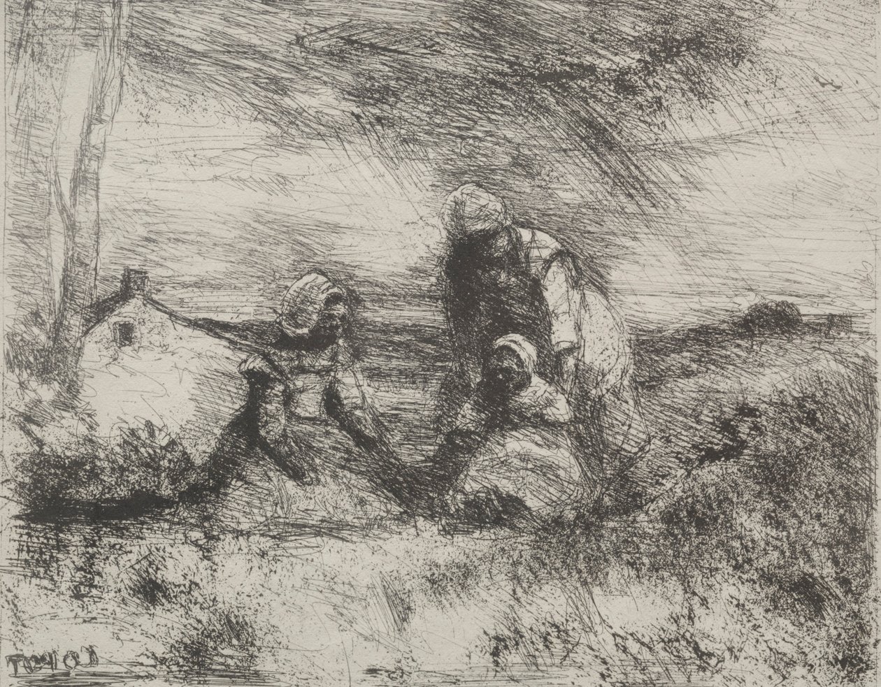 La Petite Sœur, impression originale 1854, imprimée en 1921 - Jean Baptiste Camille Corot