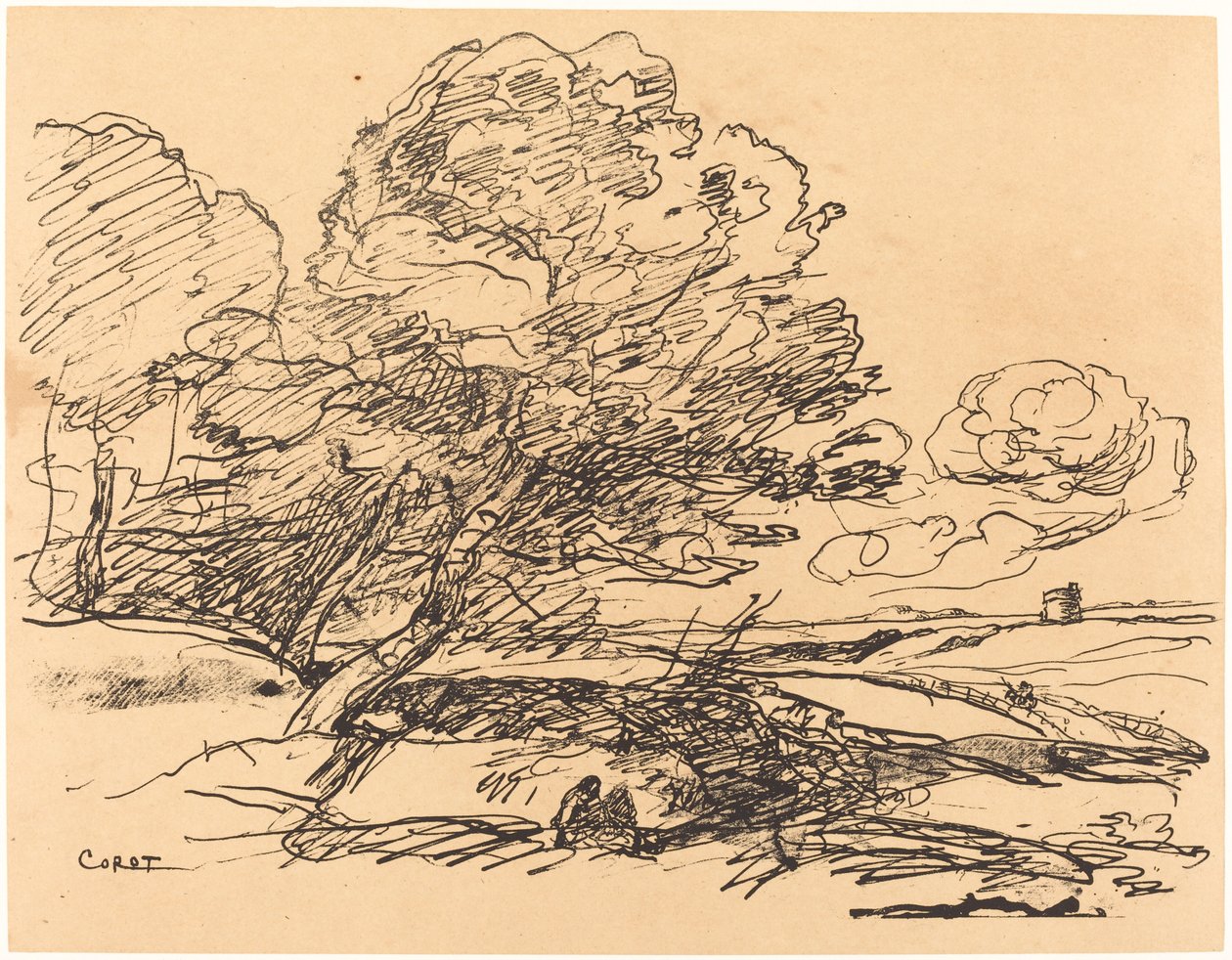 La Tour isolée - Jean Baptiste Camille Corot