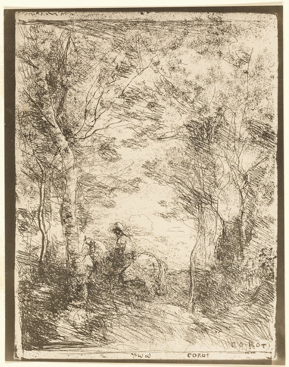 Le cavalier dans les bois, petite plaque - Jean-Baptiste-Camille Corot