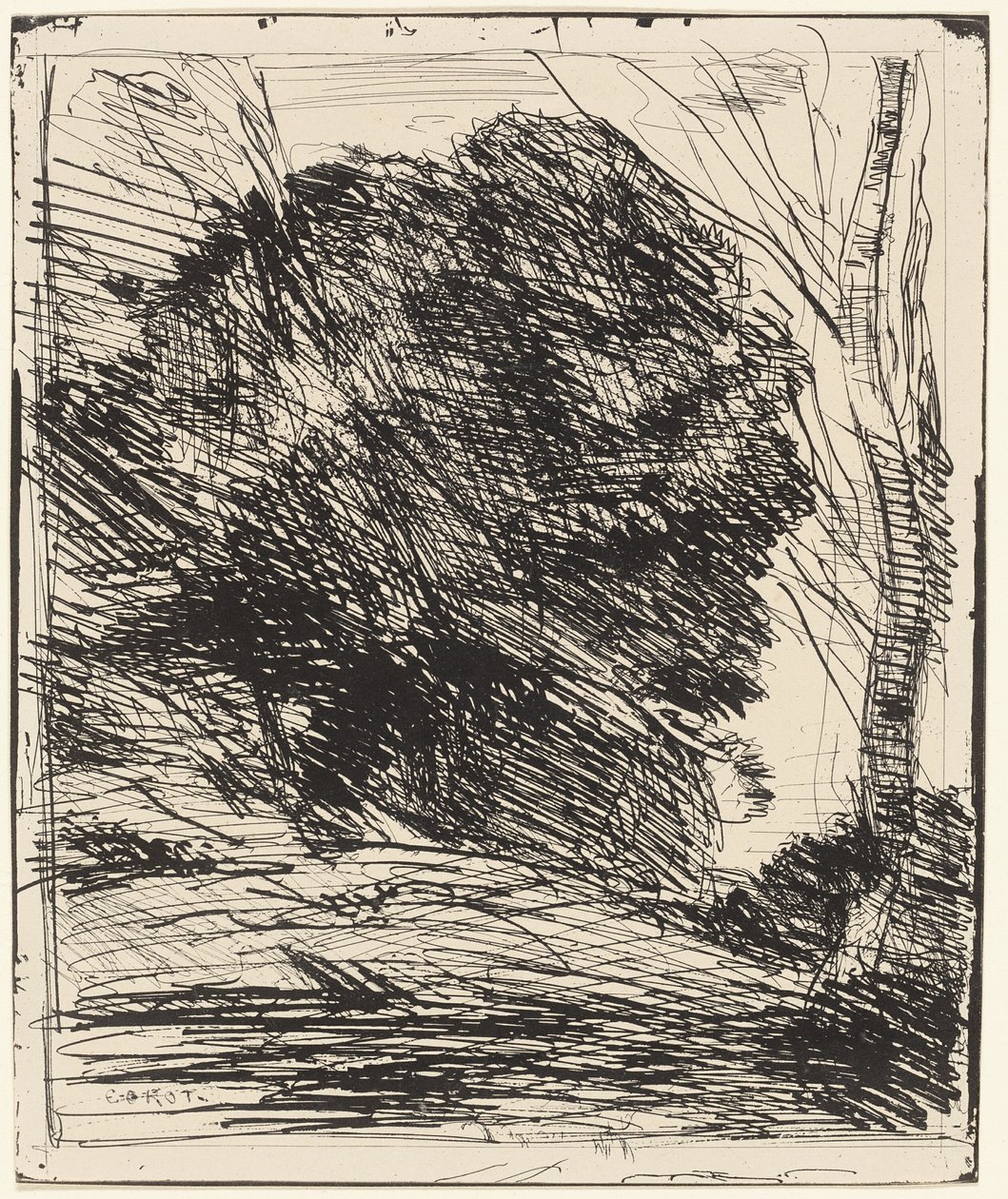 Arbres sur une montagne - Jean-Baptiste-Camille Corot