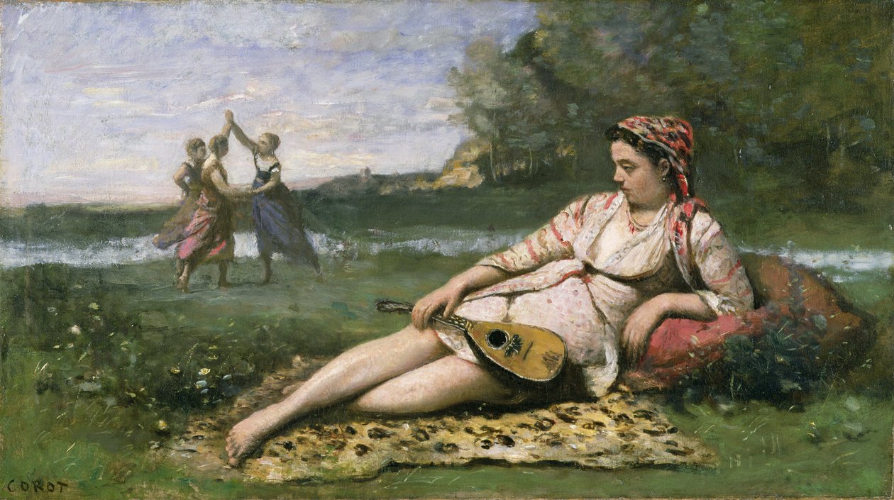 Jeunes femmes de Sparte (ou Gitane allongée) vers 1868-70 - Jean Baptiste Camille Corot