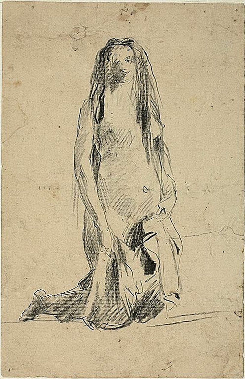Femme nue agenouillée avec draperie - Jean Baptiste Carpeaux