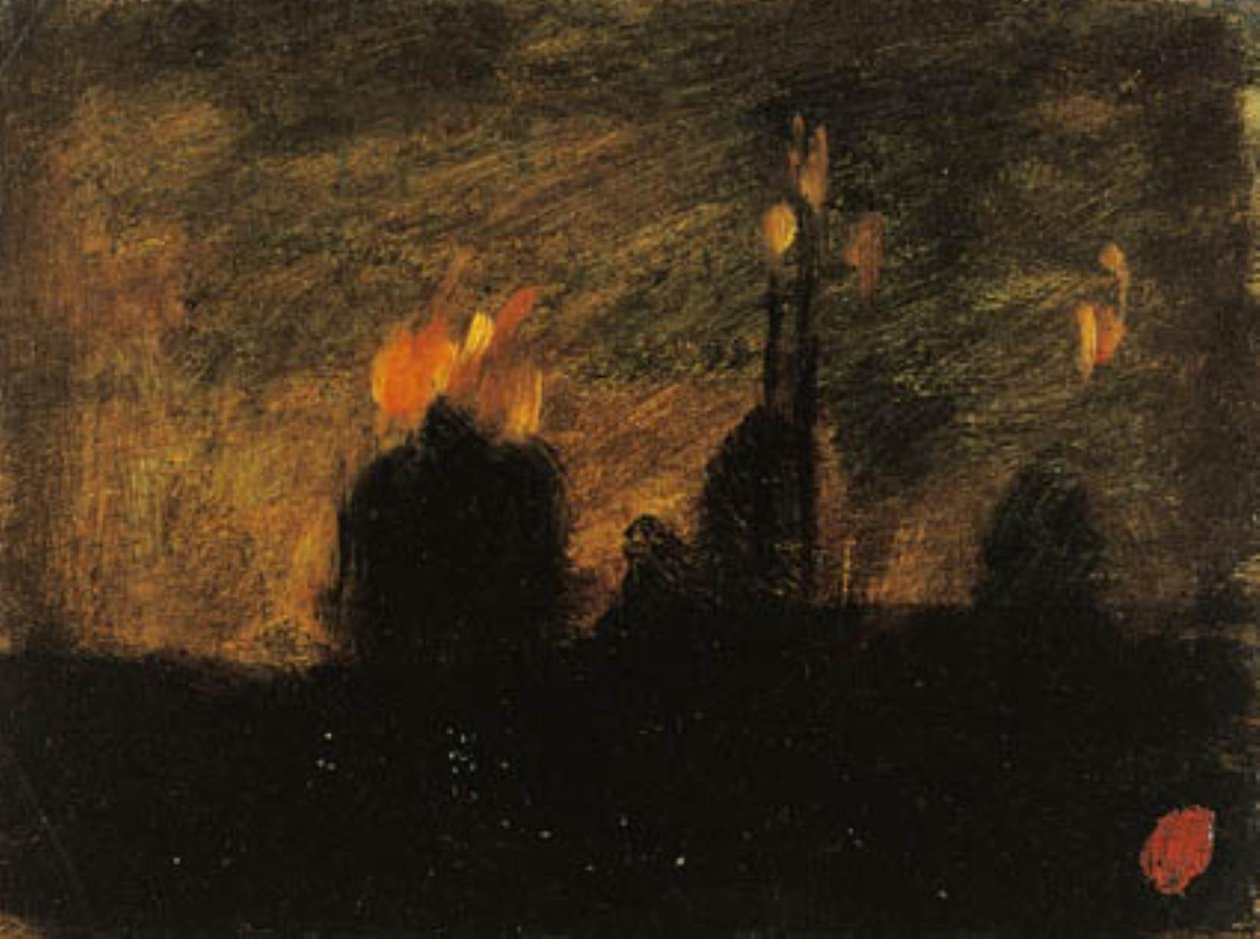 Scène nocturne avec incendies à St-Vast-là-haut près de Valenciennes - Jean Baptiste Carpeaux