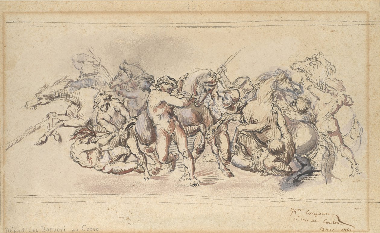 Départ de la course des chevaux Barberi, Rome - Jean Baptiste Carpeaux