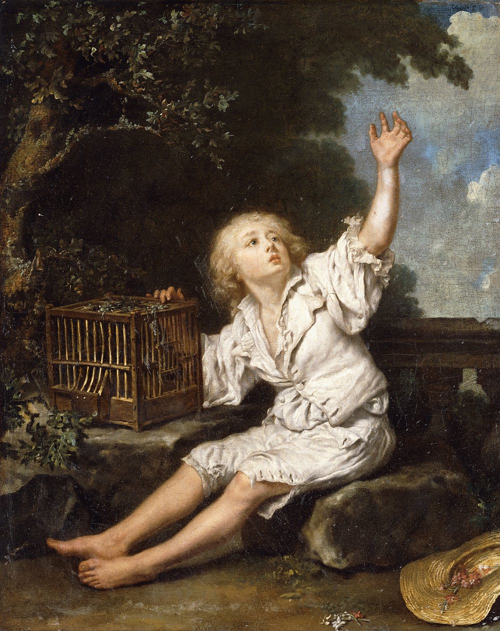 Un garçon avec une cage à oiseaux vide - Jean Baptiste Charpentier
