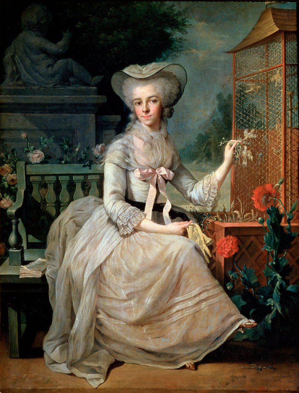 Jeune femme à une cage, 1784 - Jean Baptiste Charpentier the Elder