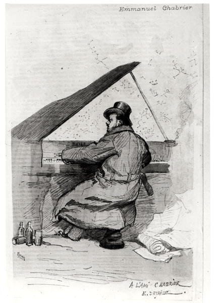 Alexis Emmanuel Chabrier (1841-94) au piano, gravé par Florian - Jean Baptiste Edouard after Detaille