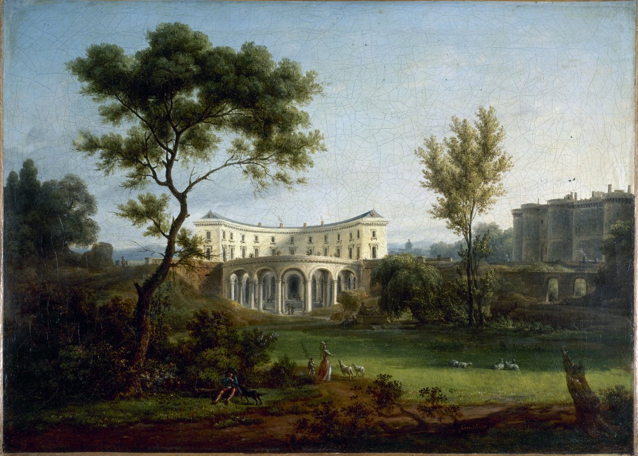 La maison de Beaumarchais et la Bastille, vers 1788 - Jean Baptiste Genillion