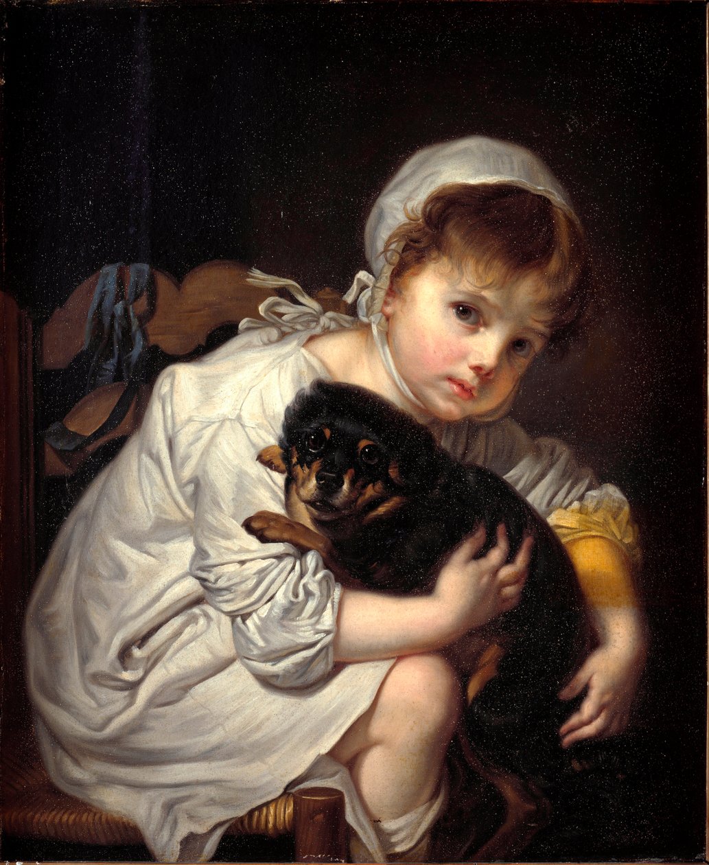 La petite fille au petit chien | Jean-Baptiste Greuze