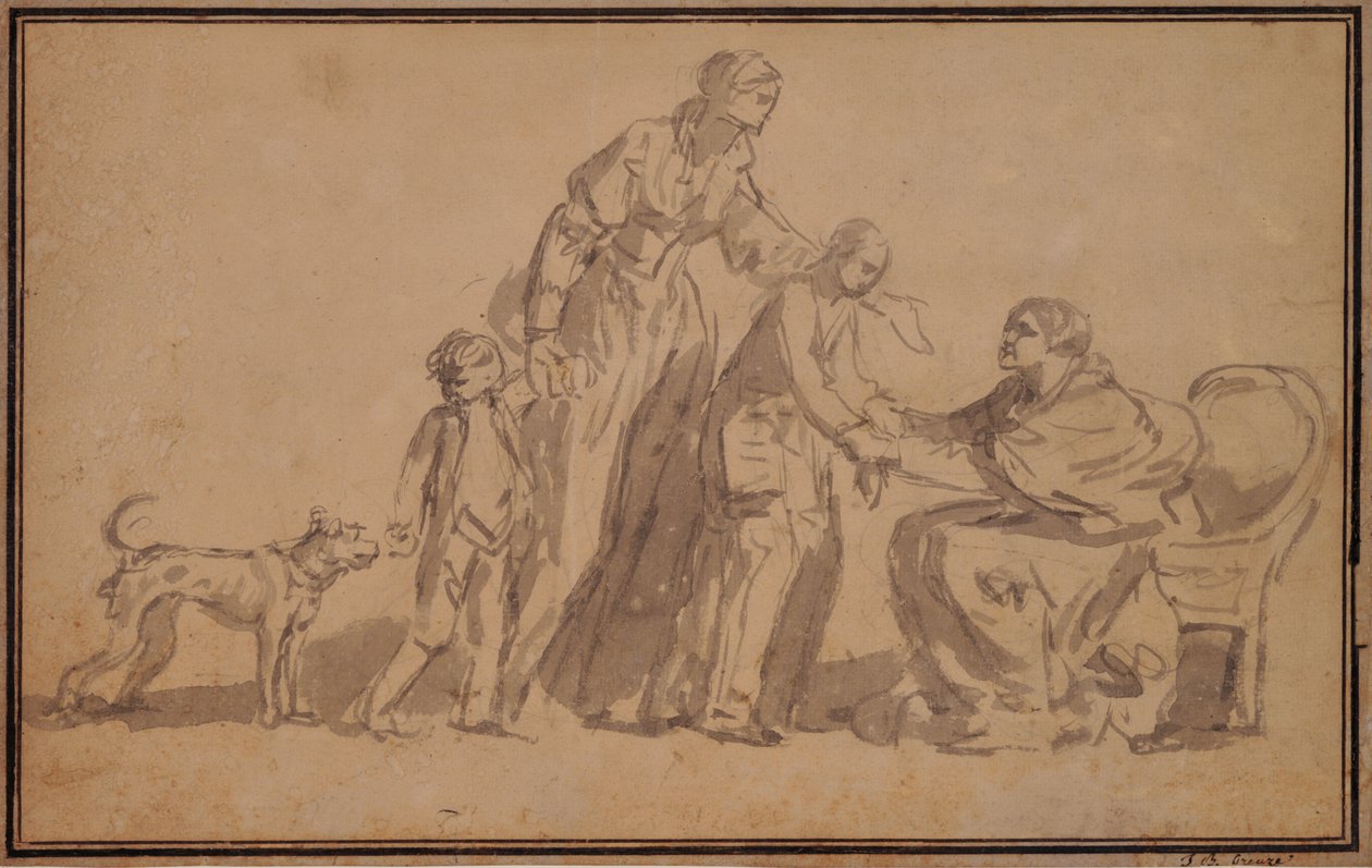 Deux enfants et leur mère accueillis par une vieille nourrice - Jean Baptiste Greuze