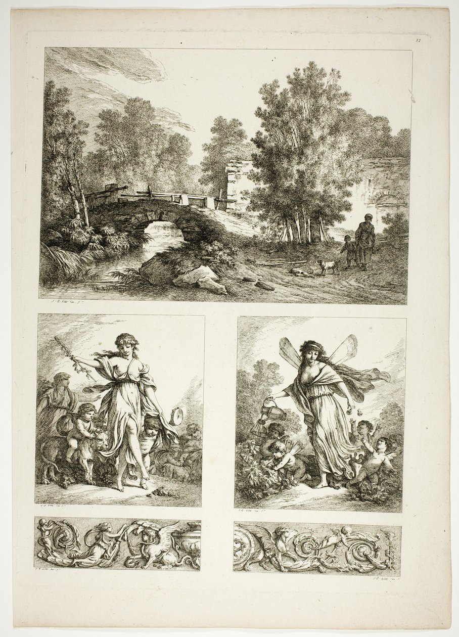 Planche 22 de 38 des Œuvres de J. B. Huet - Jean Baptiste Huet