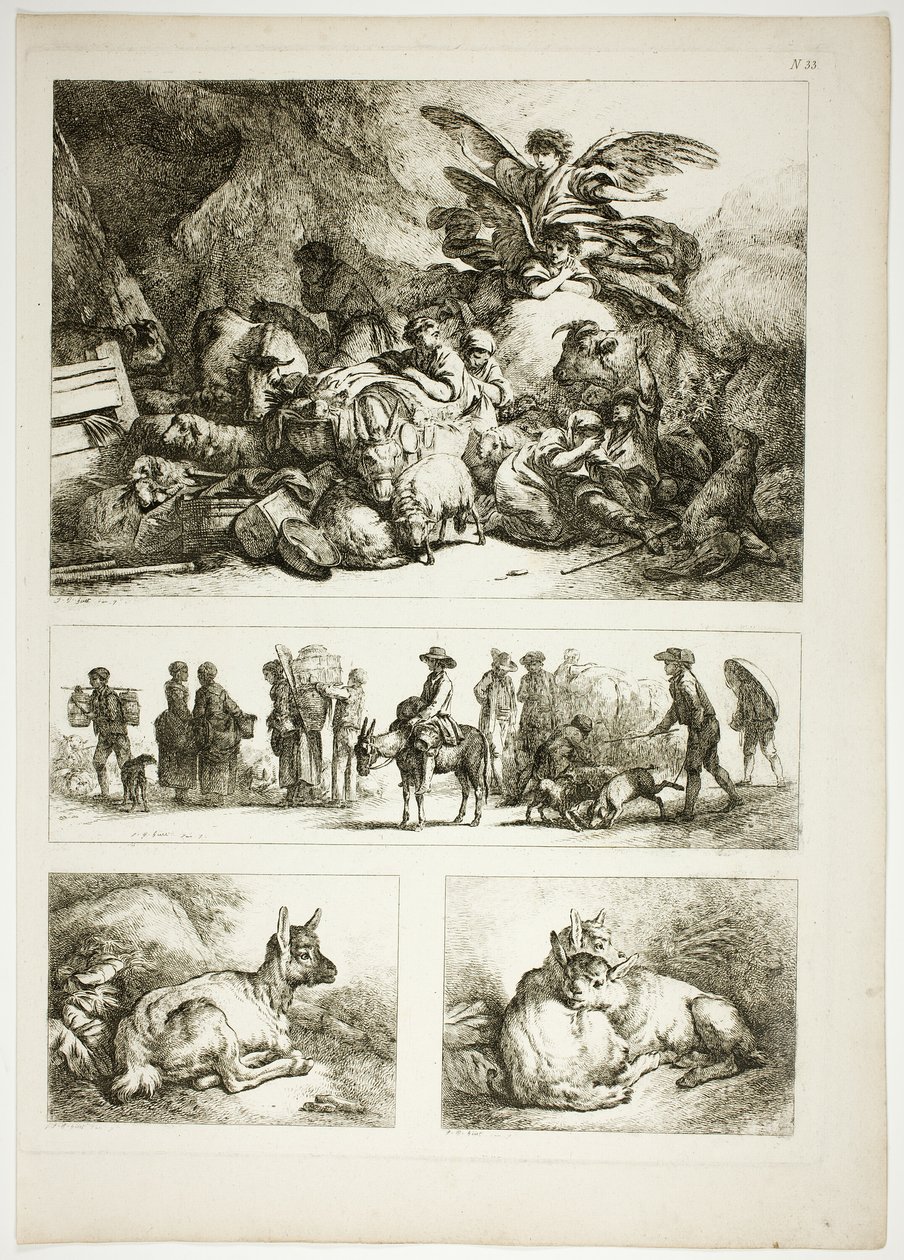 Planche 33 de 38 des Œuvres de J. B. Huet - Jean Baptiste Huet