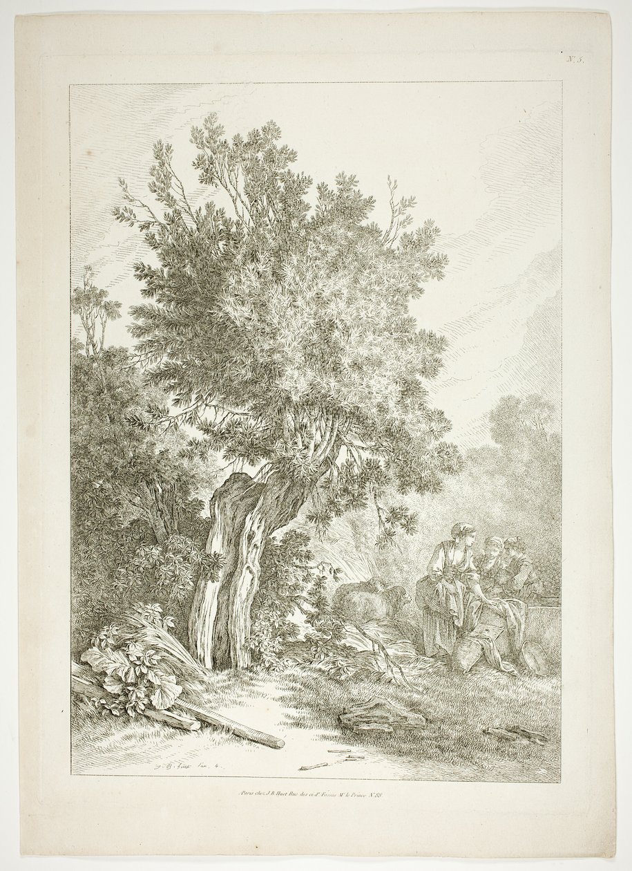 Planche cinq de 38 de Oeuvres de J. B. Huet - Jean Baptiste Huet