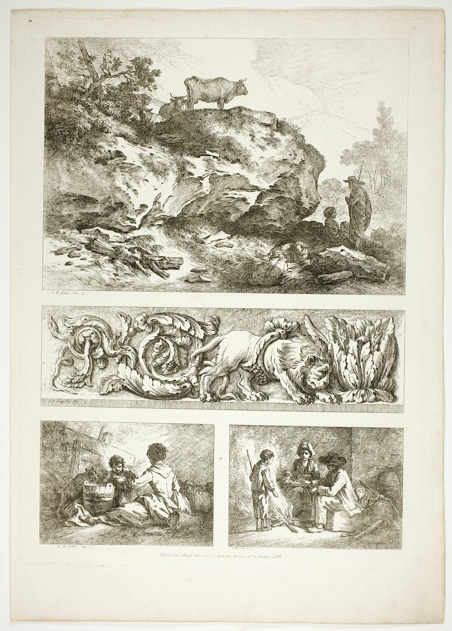Planche neuf de 38 de Oeuvres de J. B. Huet - Jean Baptiste Huet