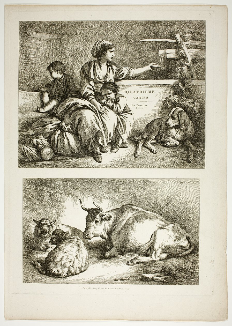 Planche dix-neuf de 38 des Œuvres de J. B. Huet - Jean Baptiste Huet