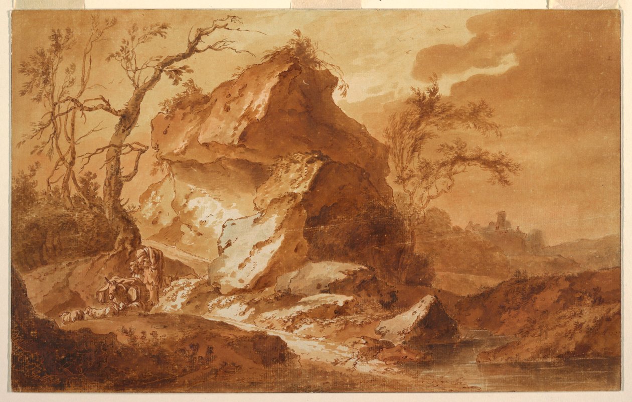 Dessin, Paysage montagneux, 1763 - Jean Baptiste Huet