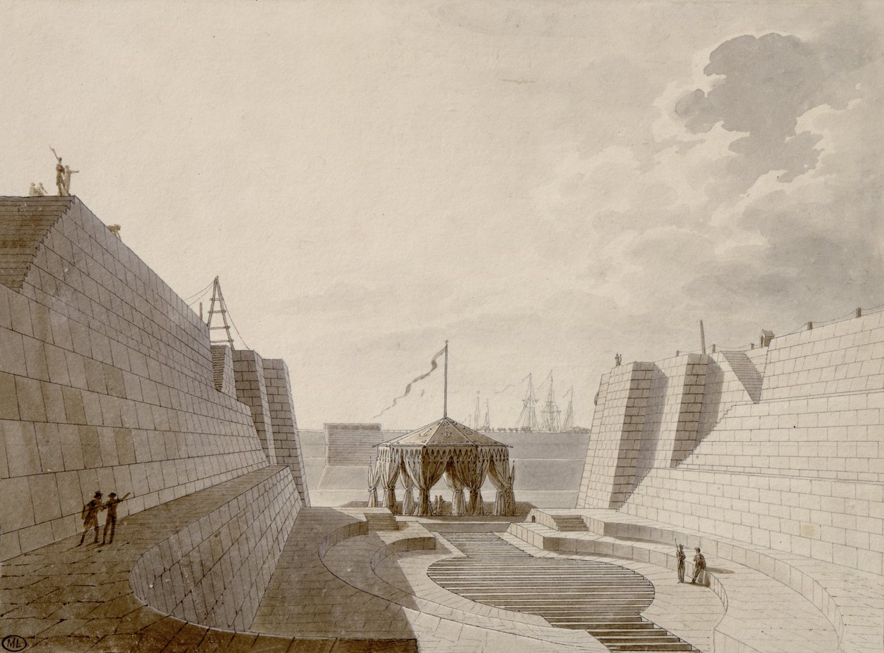 Cale sèche à Cherbourg, juillet 1813 - Jean Baptiste Isabey
