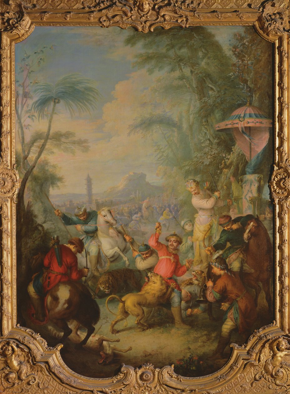 Chasse au lion et au tigre en Chine - Jean Baptiste Joseph Pater