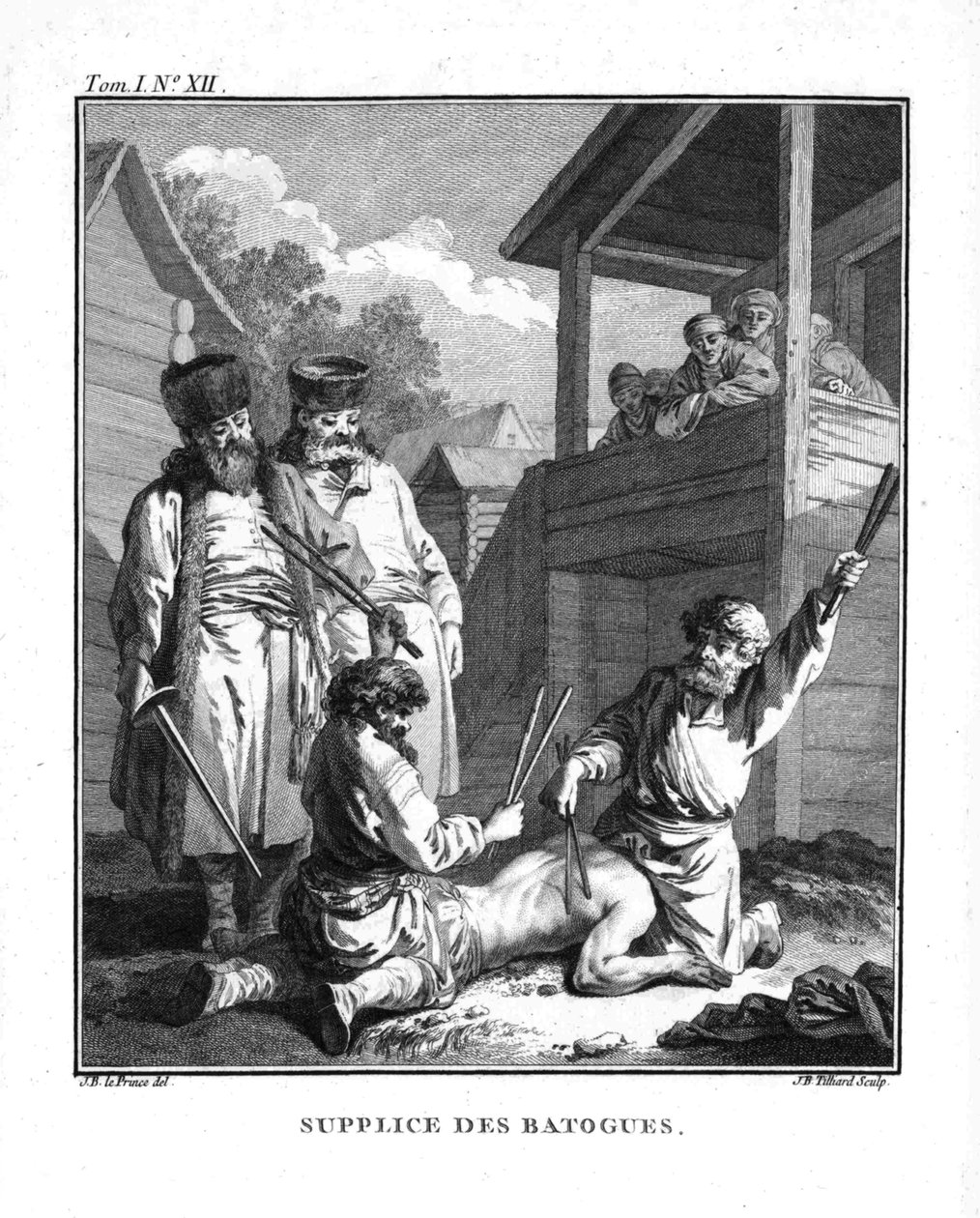 Punition avec batogs. De Voyage en Sibérie, 1766 - Jean-Baptiste Le Prince