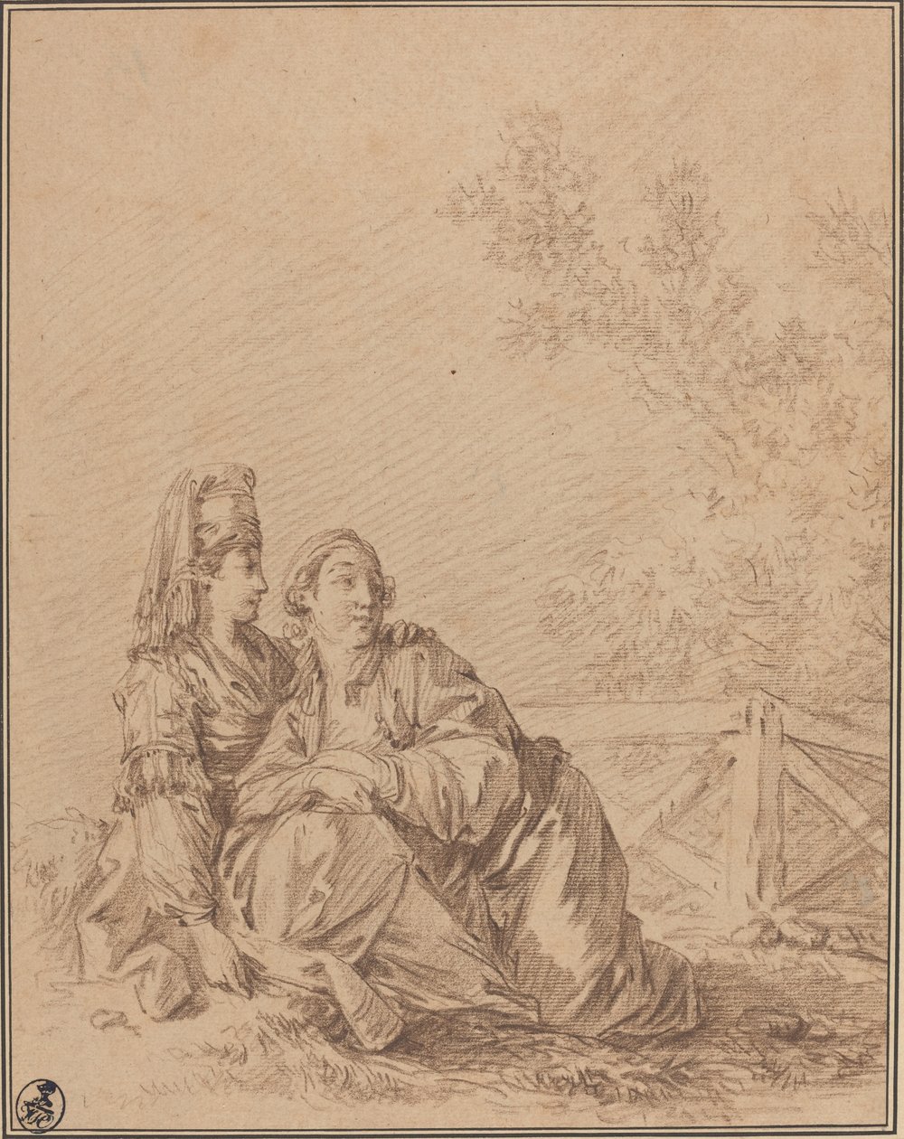 Deux Russes assis dans un paysage - Jean-Baptiste Le Prince